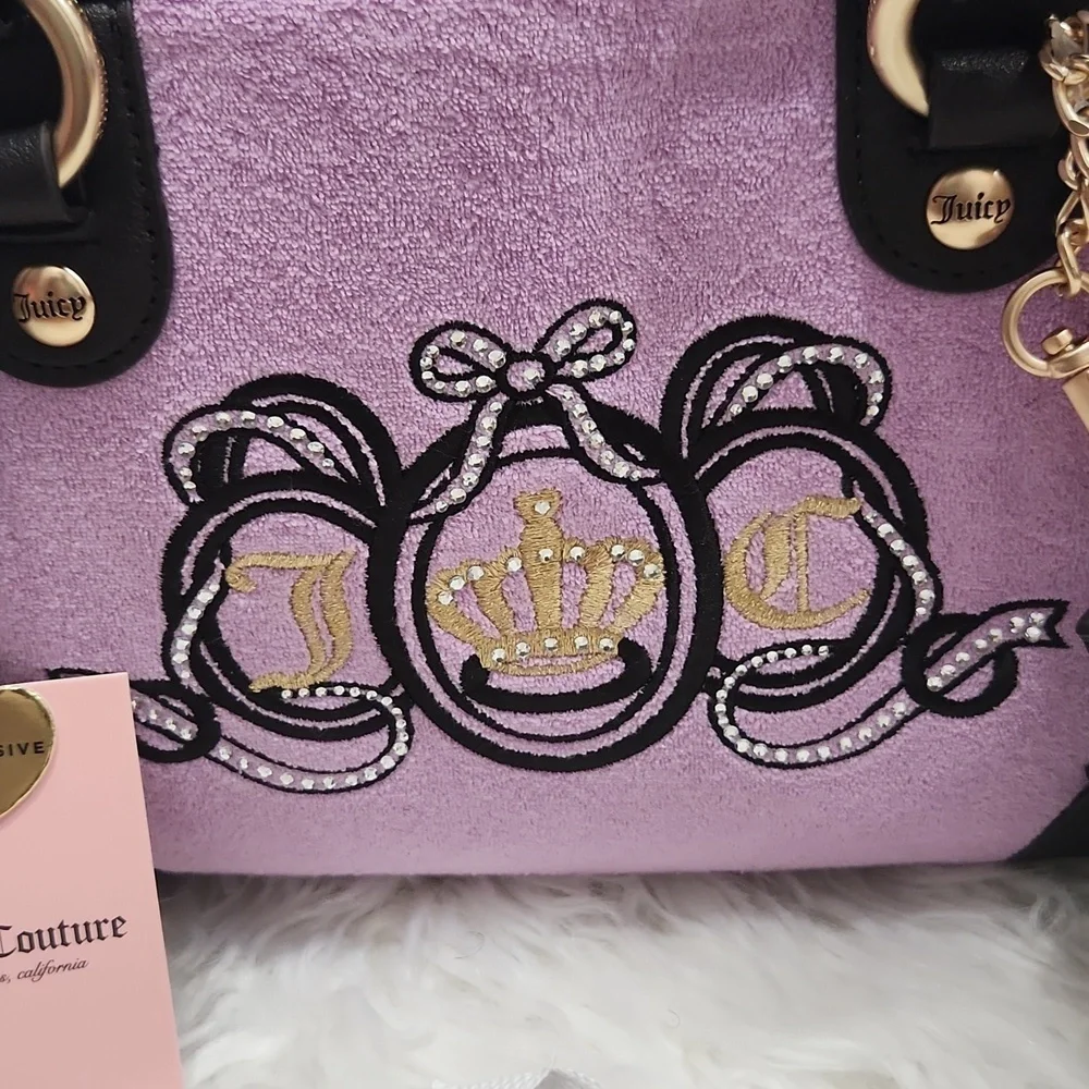 🔹Juicy Couture 🔹️Juicy Lovers  Violet/tulle Purple Terry Cloth Club Bowler Bag